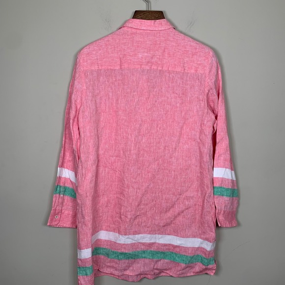 Boden 100% Linen Long Sleeve Button Down Tunic/Shirt Dress Size 12R Preppy - Picture 2 of 8